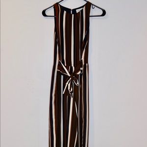 Full length, striped jumpsuit